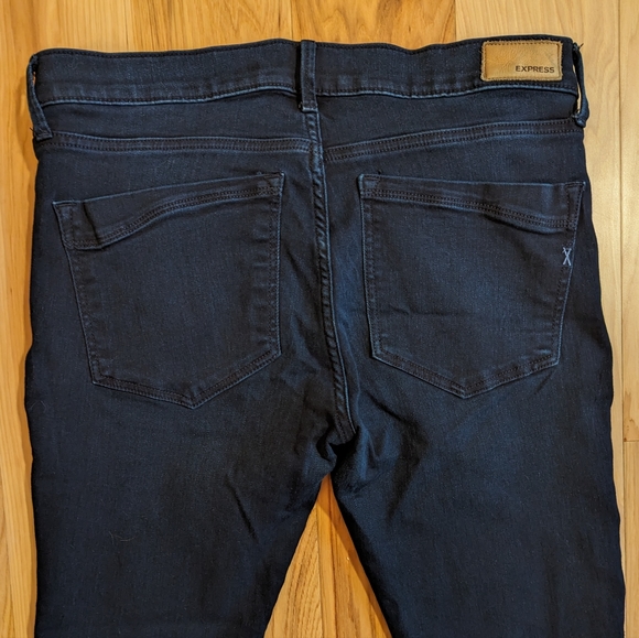 Express Mid Rise Dark Wash Supersoft Womens Skinny Jean Leggings Size 10R - Picture 13 of 13